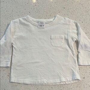 Zara Kids Cream Long Sleeve Tee with Pocket